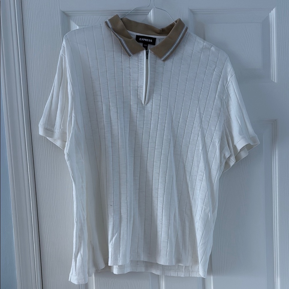 Express White Shirt with Tan Collar